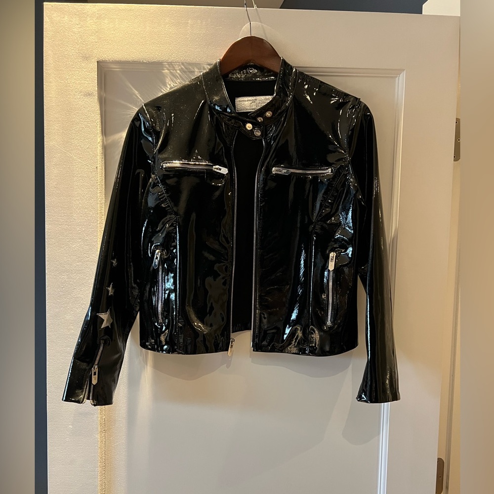 The Mighty Company Patent Leather Biker Jacket Size M never worn